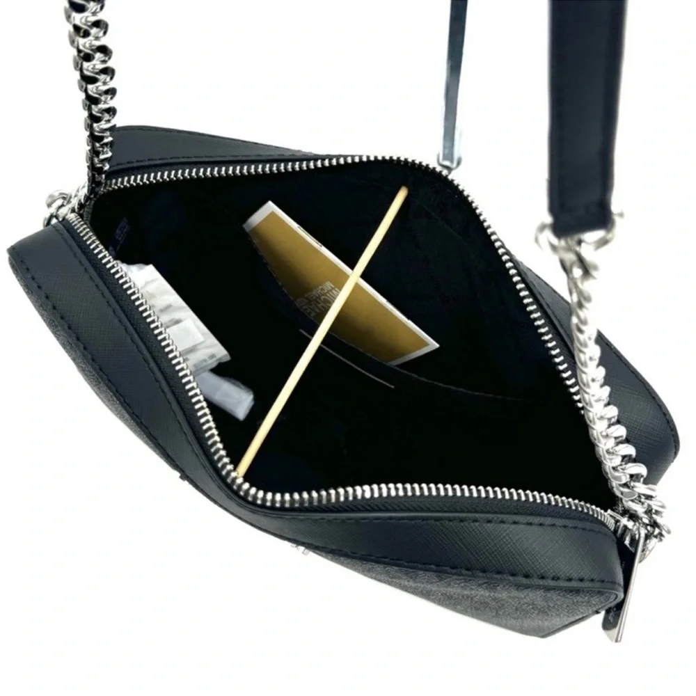 Michael Kors Large Jet Set Item EW Crossbody Bag & Large Trifold Wallet Black